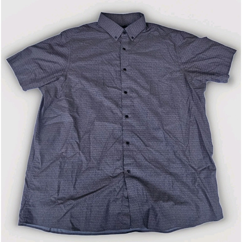 Hart Schaffner Marx Comfort Stretch Shirt Mens Size XL Cuffed Short Sleeves Geo